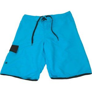 Carbon Mens 32 Board Swim Surf Shorts Teal Blue